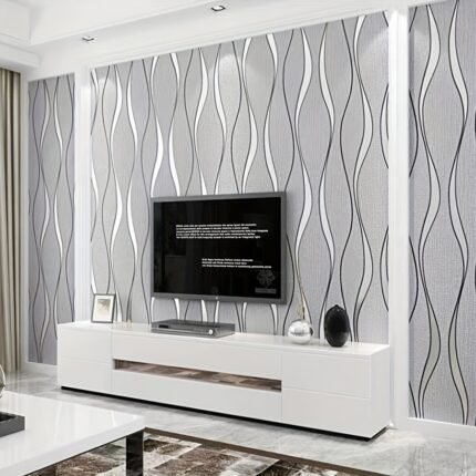 Papel de Parede Autoadesivo Com Listras 3d de Inspiração Escandinava – Fácil de Aplicar e Remover, Resistente à Umidade para Decoração de Sala de Estar, Quarto e Sala de Jantar.