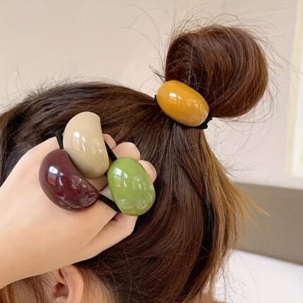 Pacote c/ 4 elásticos de plástico p/ cabelo c/ design elegante p/ penteados casuais (cores sortidas)