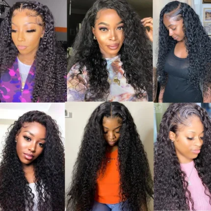 Kinky Encaracolado Perucas 100% Perucas de Cabelo Humano Onda Profunda Brasileira Hd Laço Frontal Peruca 13x6 Hd Frente do Laço Peruca de Cabelo Humano para Mulher.