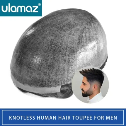 Sistema de Cabelo de Pele Sem Nós para Homens 0.1-0.12mm Microskin Prótese de Cabelo Masculino Cabelo Humano Perucas de Cabelo Prótese Homem Peruca Pu.