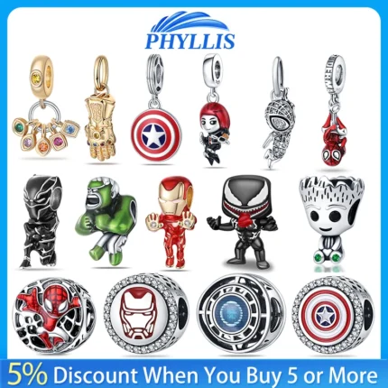 Pulseira Diy 925 Prata Personagem Charme Adequado P/ Personalidade da Moda Unissex Prata Esterlina.