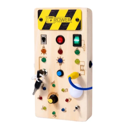 Montessori Ocupado Placa Sensorial Brinquedos de Madeira Com Interruptor de Luz Led Placa de Controle Atividades de Viagem Crianças Jogos para 2-4 Anos de Idade.