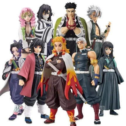 Anime Demon Slayer Kimetsu no Yaiba Figura Kamado Tanjirou Figura de Ação Agatsuma Zenitsu Nezuko Guerreiro PVC Modelo Brinquedos.