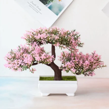 Plantas Artificiais Bonsai Pequeno Vaso de Árvore Planta Flores Ornamentos Em Vaso para Decoração de Jardim Decoração de Mesa de Quarto de Casa.