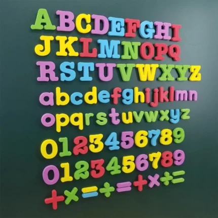Letras Magnéticas Números Alfabeto Abc 123 Ímãs de Geladeira Plástico Educacional Pré-escolar Aprendizagem Brinquedo Conjunto Maiúsculo Minúsculo Matemática.