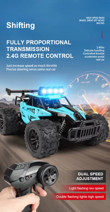 Carro de Controle Remoto RC8 Off Road 1:16 de Alta Velocidade.