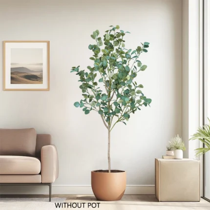 60-190 cm Ramo de Árvore de Eucalipto Artificial Banyan Folhas Planta Falsa Plástico Ao Ar Livre Planta Artificial para Casa Jardim Decoração do Quarto.