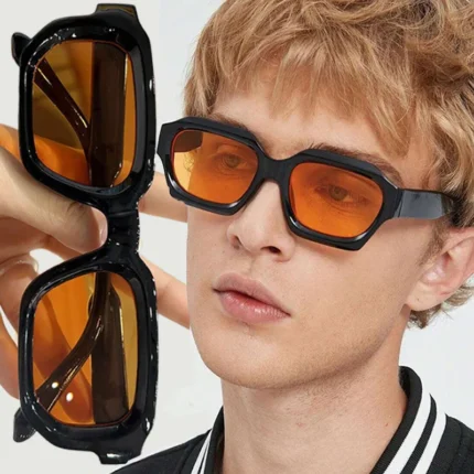 Óculos de Sol Retângulo Vintage Retro Uv375 Proteção Luxo Moda Quadro Óculos de Sol para Gênero Unissex Polarizado Óculos Clássicos.