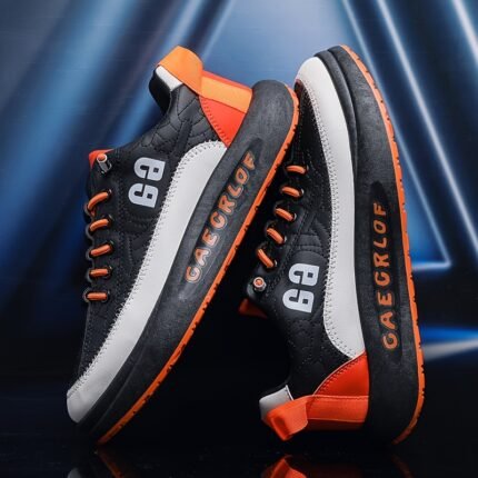 Tênis Masculino Casual Cano Baixo Cor Sólida com Cadarço Cabedal Sintético Palmilha e Forro de Tecido Sola de Borracha - Design Moderno Confortável c/Bico Redondo