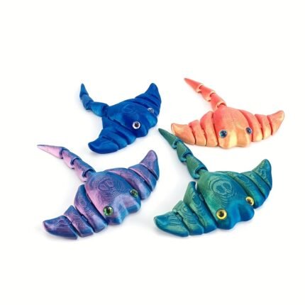Modelo de Arraia-Manta Impresso Em 3d Com Articulações Móveis e Olhos Realistas - Decoração de Mesa para Escritório, Festa e Exibição Ao Ar Livre - Enfeites de Aquário, Presente, Decoração Atraente, Artesanato Detalhado.