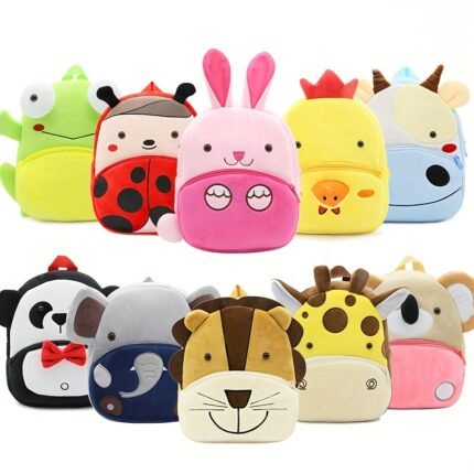 Mochila Fofa para Crianças de 1 Peça, Mini Mochilas de Pelúcia Com Desenho de Animal, Bolsa de Viagem para Meninos e Meninas, Mochila Leve e Dobrável, Escolha Ideal p/ Presentes.