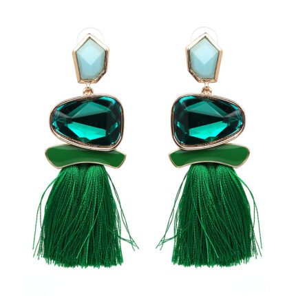 Brincos Pendentes Com Borlas e Fios de Pedras Sintéticas Brilhantes, Elegantes, Estilo Boêmio, Joias de Liga, Presente Delicado para Mulheres.