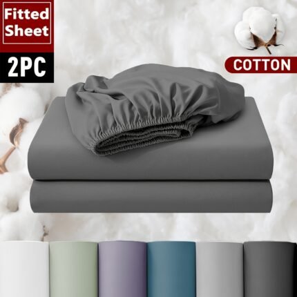Jogo de 2 Lençóis de Algodão Premium Com Elástico - Macios, Respiráveis ​​e Confortáveis ​​- Laváveis ​​à Máquina, Proteção Durável para Dormitórios, Quartos e Hotéis - Cores Lisas ( Fronhas Não Inclusas ), Essenciais para Quartos de Dormitório | Design Simples | Respirável.