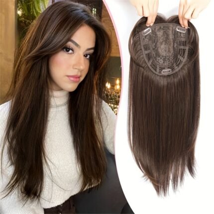 Topper de Cabelo Feminino, Peruca da Moda, Faixa de Cabelo Feminina de 22 Polegadas, Peruca Que Aumenta o Volume, Adiciona Brilho Rapidamente Ao Topo da Cabeça, Cuidado Diário Fácil, Adequado para Todas as Estações.