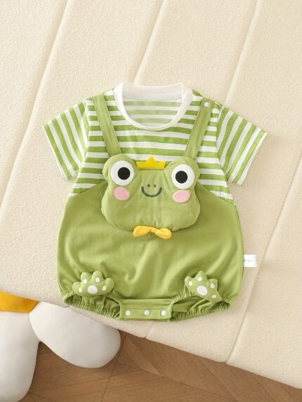 Qidan Select + Traje de Coelho Listrado + Traje de Sapo Listrado, Perfeito para Atividades Ao Ar Livre p/ Baby.