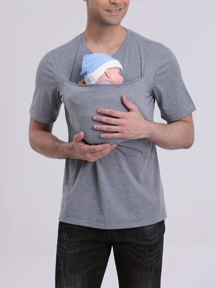Camiseta Masculina Multifuncional Casual da Moda Kangaroo Dad.