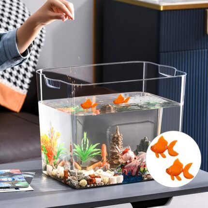 2/4 Peças de Peixinhos Dourados Flutuantes Realistas, Peixes Artificiais Realistas para Decoração de Aquário, Plástico Durável, Laranja Vivo, Ideal para Ambientes de Aquário.