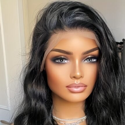 Perucas de Renda Frontal 13x4 para Mulheres, Cabelos Cacheados Naturais, Ondulados, Sintéticos, Pré-depilados, Fibra Resistente Ao Calor para Uso Diário, Perucas Sem Cola, 66,04 Cm.