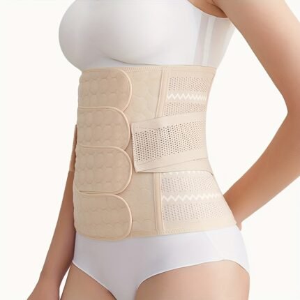 Cinta Pós-parto para Barriga - Modeladora de Cintura Ajustável e Confortável para Mulheres, Ideal para Recuperação Pós-parto e Modelagem Corporal, Poliéster Macio Com Fecho de Velcro, Opções Bege e Rosa.