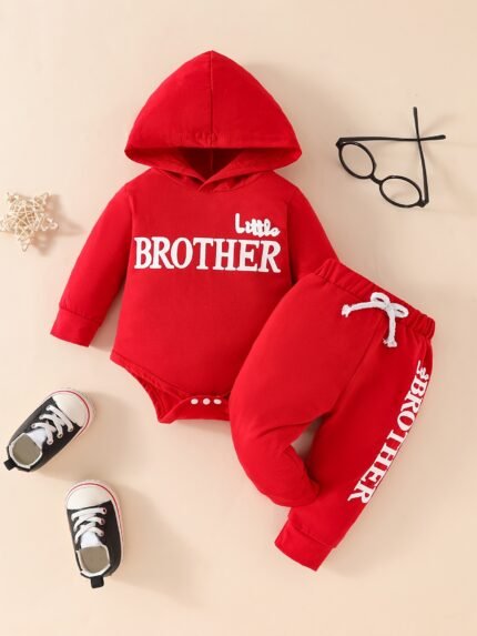 Calças e Moletom de Manga Comprida Com Capuz e Estampa de Letras, para Atividades Ao Ar Livre.