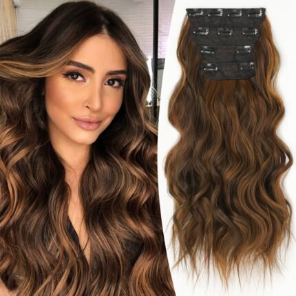 Extensão de Cabelo de Fibra Resistente Ao Calor e Alta Temperatura Yusulaxi Body Wave, 55,88 Cm de Comprimento, Cor Ombré, para Mulheres.