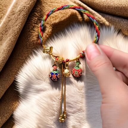 Pulseira de Corda Trançada Multicolorida Feita à Mão, Pulseira Com Pingente Mitológica, Pulseira de Corda Trançada Em Estilo, Pulseira Feminina de Corda Trançada Multicolorida Feita à Mão, Pulseira para Atrair Riqueza, Pulseira de Corda Trançada.