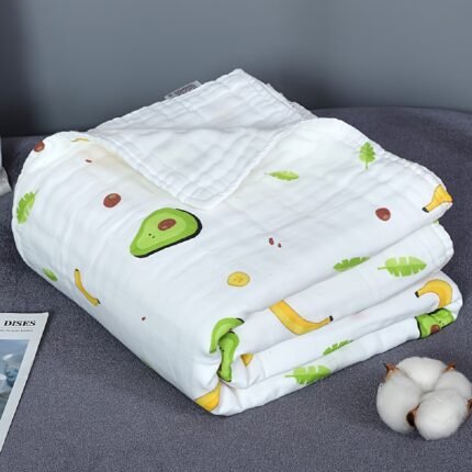 Toalha de Banho Macia de Gaze Com Seis Camadas para Bebês, Altamente Absorvente, Perfeita para Enrolar.
