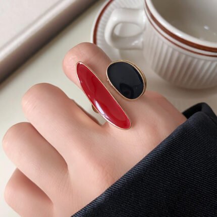 Anel Vazado Geométrico Oval Irregular, Estilo Vintage Simples e Elegante, Em Liga Metálica, Ideal para Uso Diário e Ocasiões Especiais - Acessório para Todas as Estações.