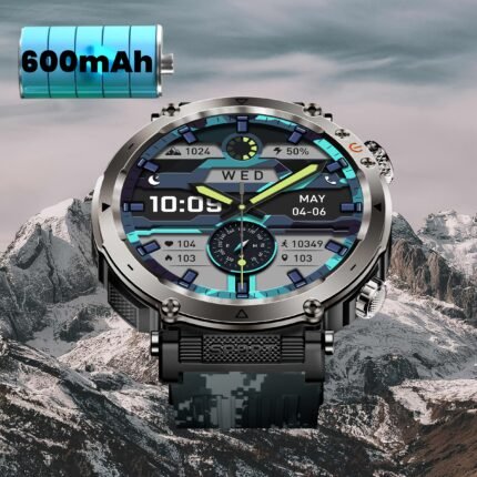 Pulseira Inteligente Esportiva Masculina e Feminina ( Atender / Fazer Chamadas ), Tela Redonda Ips de 4,32 Cm, Rastreador de Atividades Físicas Com Lanterna, Bússola e Mais de 100 Modos Esportivos.