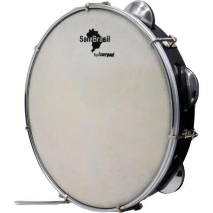 Pandeiro 10” Premium Pele Branca SamBrasil Liverpool Preto [F002]