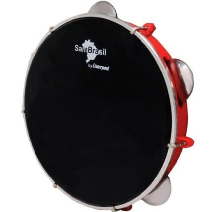 Pandeiro 10” Premium Pele Preta SamBrasil Liverpool Vermelho [F002]