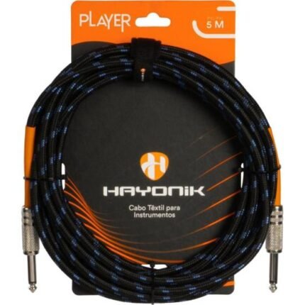 Cabo Para Instrumento Têxtil Hayonik Player P10 5m Preto/Azul [F002]
