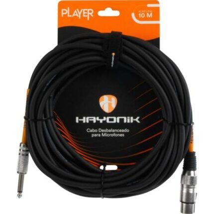 Cabo Para Microfone Hayonik Player XLR Fêmea x P10 10m Preto [F002]