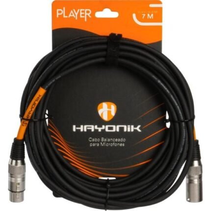 Cabo Para Microfone Hayonik Player XLR Fêmea x XLR Macho 7m Preto [F002]