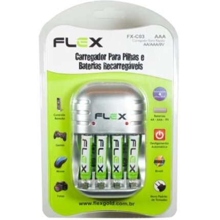 Carregador de Pilhas AA/AAA/9V FXC03AAA Bivolt Flex [F002]