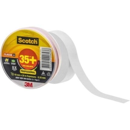 Fita Isolante 19x20m Scotch 35+ Branca 3M [F002]