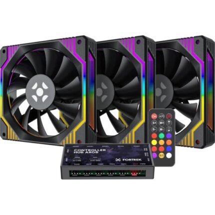 Kit Cooler Fan ARGB Fortrek Frosty Preto Com Controladora/Controle [F002]