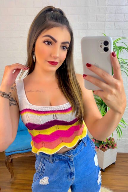 Cropped Tricot Decote Quadrado [F081]