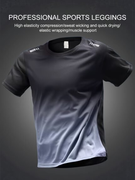 Camiseta Plus Size Básica Masculina de Manga Curta Com Gola Redonda e Modelagem Solta, Ultrafina e Respirável, Em Malha Degradê, Ideal p/ Primavera / Verão / Outono / Inverno.