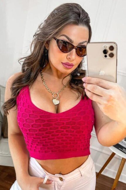 Cropped Tricot Modal Decote V Relevo [F081]