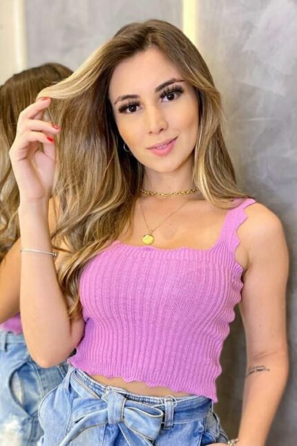 Cropped Tricot Modal Alça Ondulada [F081]