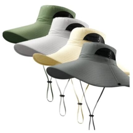 Chapéu de Sol Unissex de Primavera / Verão / Outono / Inverno - Malha de Poliéster Respirável, Aba Larga de 15cm, Proteção Solar Externa.