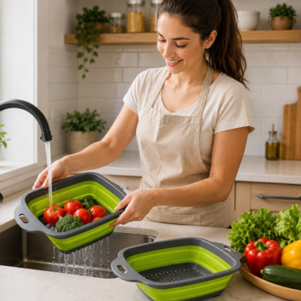 Escorredor Retrátil de Silicone Dobrável Multiuso para Cozinha