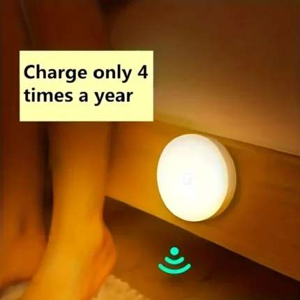 Luz Noturna LED com Sensor de Movimento Recarregável – Iluminação Automática Sem Fio