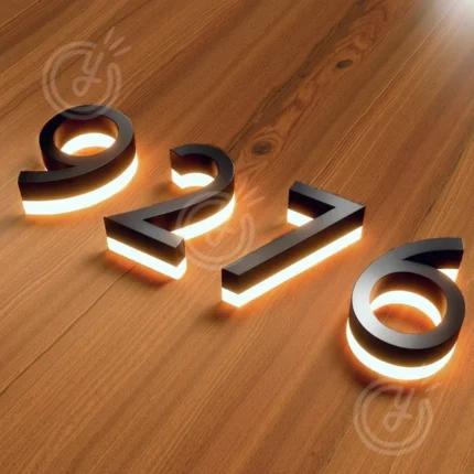 Número de Casa LED Personalizado 3D – Placa Retroiluminada Impermeável para Fachadas e Empresas
