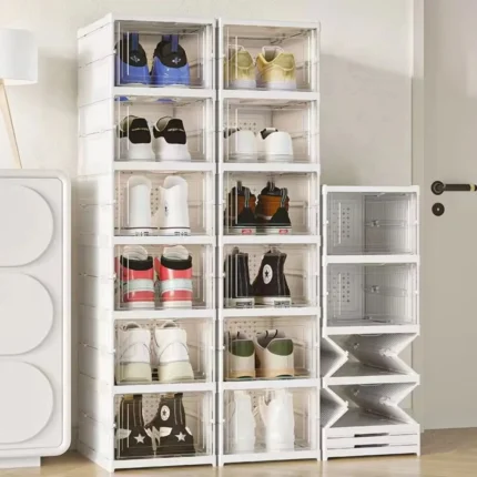 Sapateira Dobrável Empilhável 3/6 Camadas Transparente – Organizador Moderno Antipó