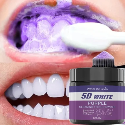 Clareamento Dental em Casa – Pó Roxo Sem Sulfato para Limpeza e Brilho Imediato.