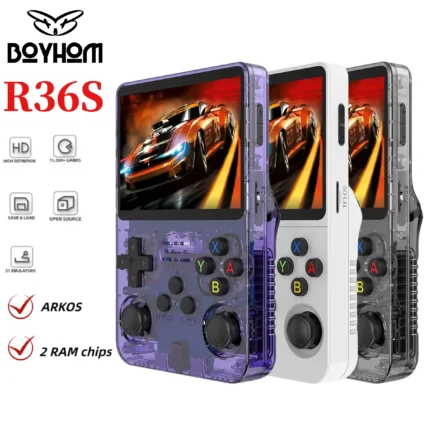 Console De Jogos Portátil Retrô R36S 64GB/128GB.