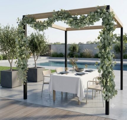 Guirlanda de Eucalipto Artificial Premium – Decoração Elegante para Porta, Parede, Casamentos e Festas