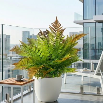 Samambaia Artificial Premium 62cm com 18 Folhagens Realistas – Decoração Elegante Sem Manutenção.